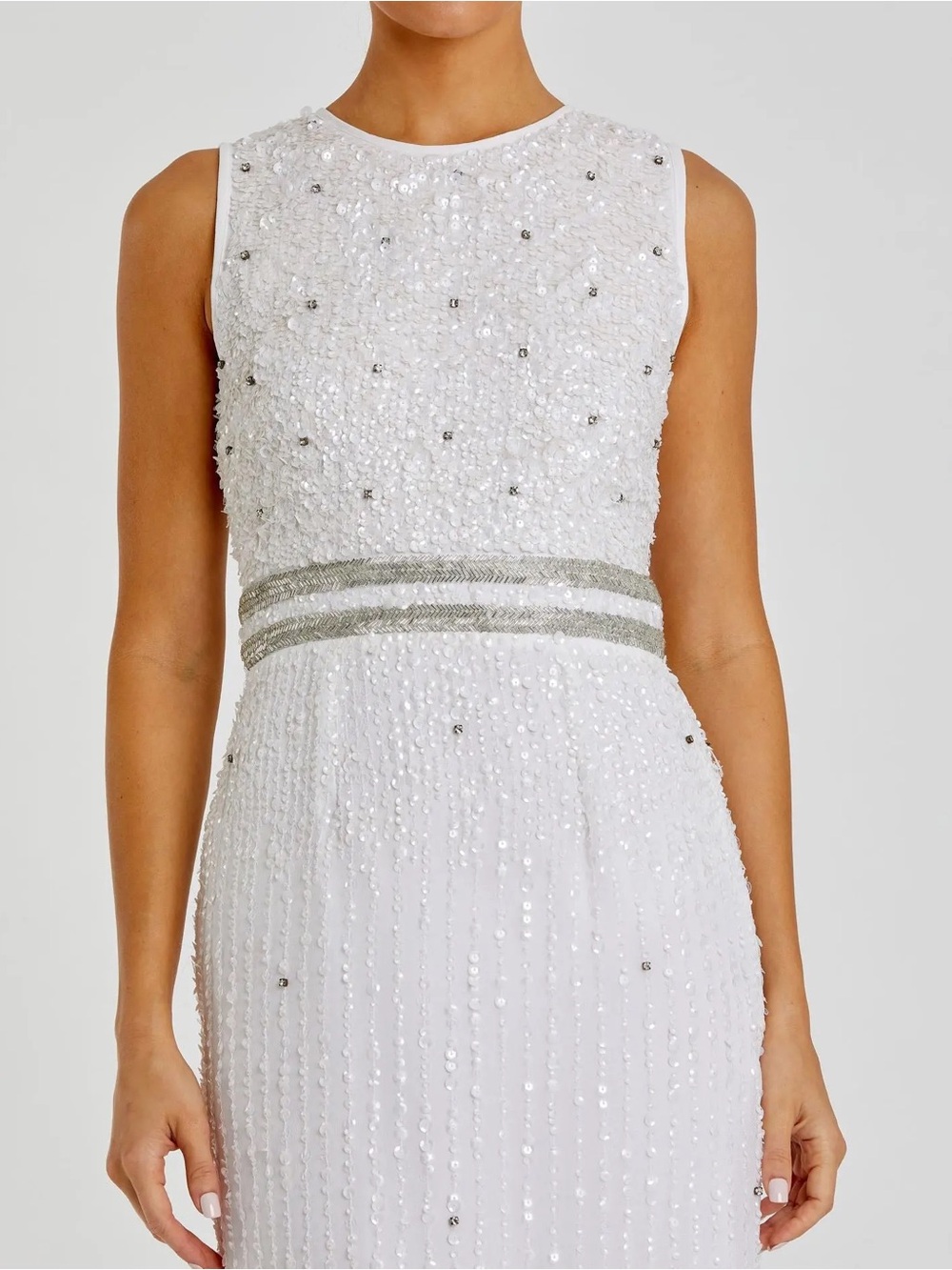 MAC DUGGAL High Neck Beaded Midi Sheath Dress - Picture 3 of 4